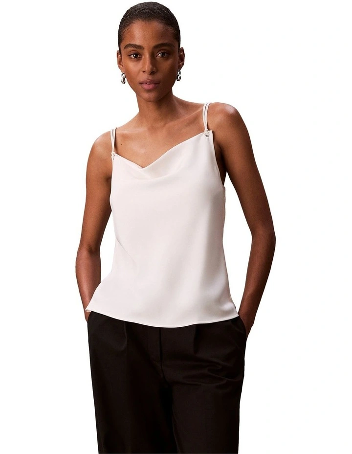 Matte Shine Button Detail Tank in Tofu image 1