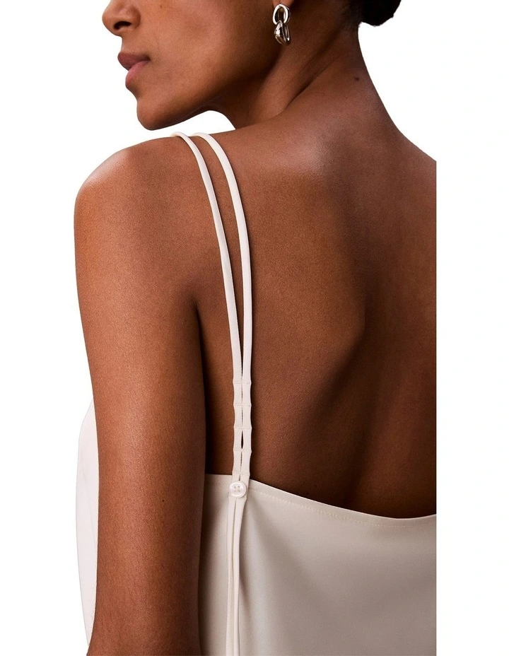 Matte Shine Button Detail Tank in Tofu image 6