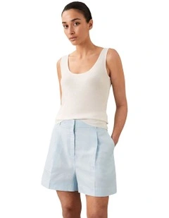 Fine Gauge Viscose Tank in Beige