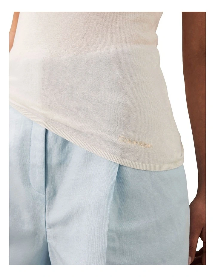 Fine Gauge Viscose Tank in Beige image 4