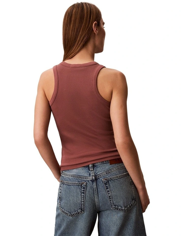 Cotton Rib Logo Tank in Sierra Brown image 2