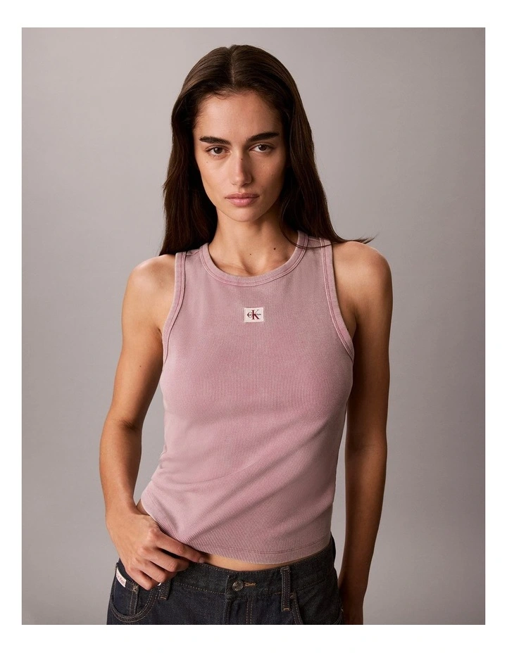 Woven Label 2x2 Cotton Rib Tank in Dusky Orchid image 1
