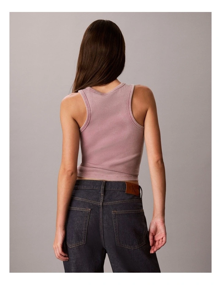 Woven Label 2x2 Cotton Rib Tank in Dusky Orchid image 2