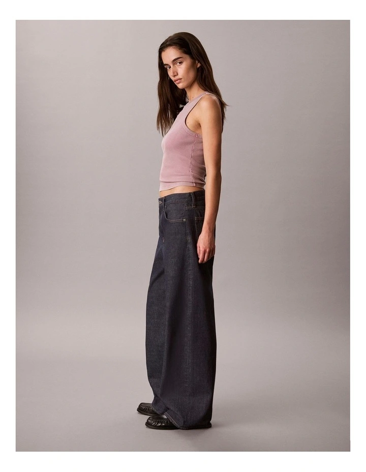 Woven Label 2x2 Cotton Rib Tank in Dusky Orchid image 3