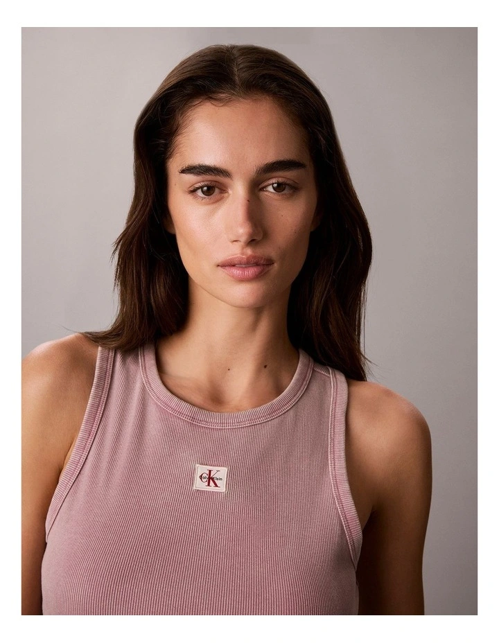 Woven Label 2x2 Cotton Rib Tank in Dusky Orchid image 4