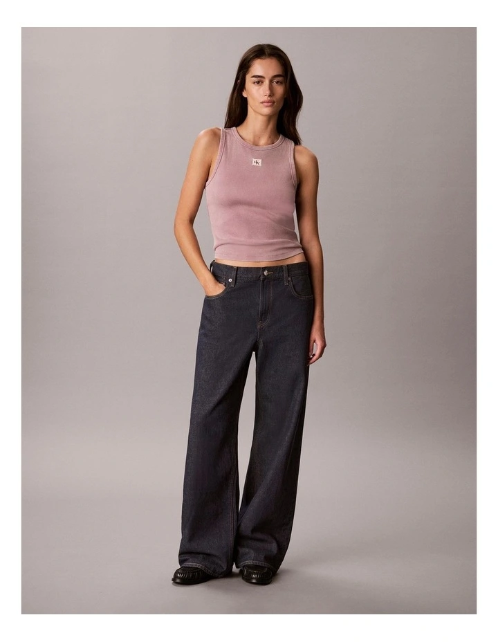 Woven Label 2x2 Cotton Rib Tank in Dusky Orchid image 6