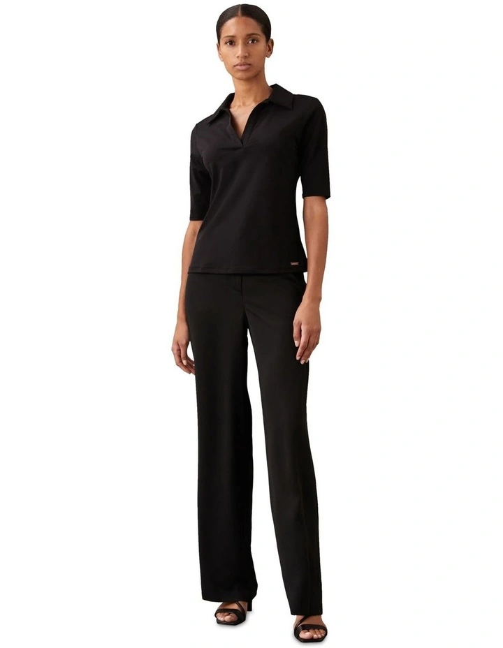 Crepe Jersey Polo in Black image 1