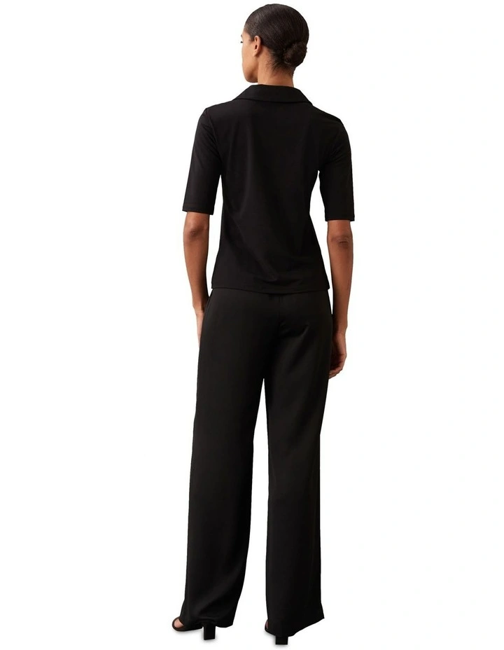 Crepe Jersey Polo in Black image 2