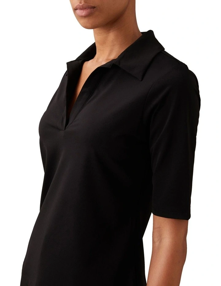 Crepe Jersey Polo in Black image 4