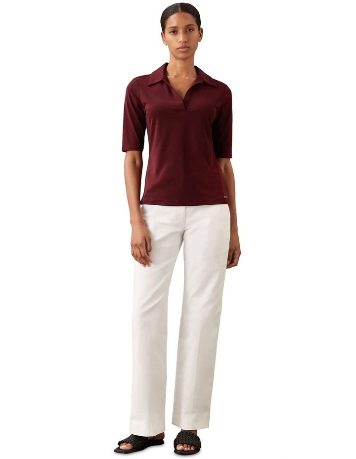 Crepe Jersey Polo in Red image 1