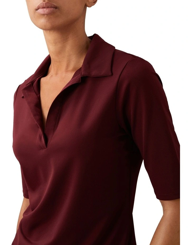 Crepe Jersey Polo in Red image 4