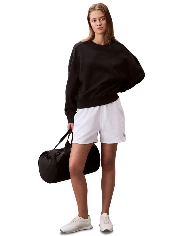 Logo Embroided French Terry Crewneck Jumper in Black image 5