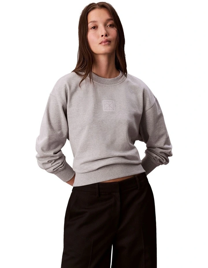 Long Sleeve Premium Terry Emblem Logo Crew in Grey image 1