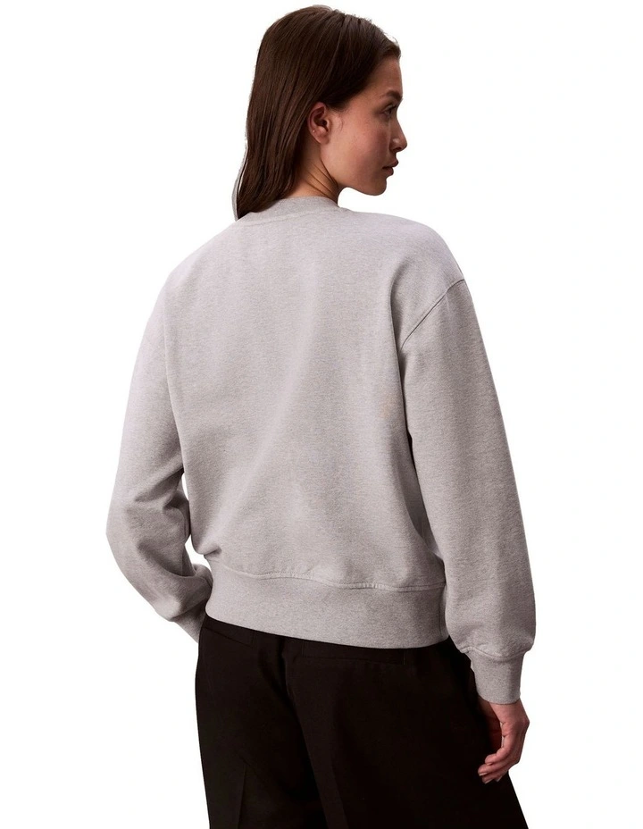 Long Sleeve Premium Terry Emblem Logo Crew in Grey image 2