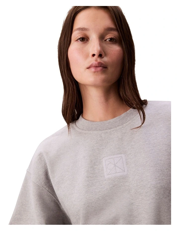 Long Sleeve Premium Terry Emblem Logo Crew in Grey image 4