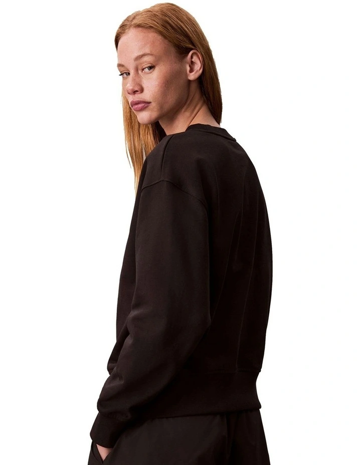 Long Sleeve Premium Terry Emblem Logo Crew in Black image 3