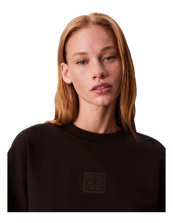 Long Sleeve Premium Terry Emblem Logo Crew in Black image 4