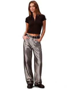 Punto Milano Shrunken Short Sleeve Polo Top in Black