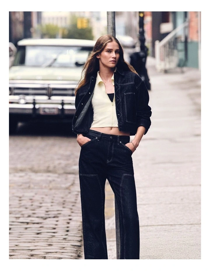 Punto Milano Shrunken Short Sleeve Polo Top in Cream image 6