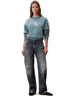 Monologo French Terry Relaxed Sweatshirt in Blue