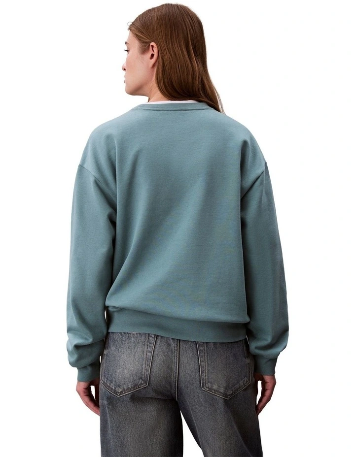 Monologo French Terry Relaxed Sweatshirt in Blue image 2