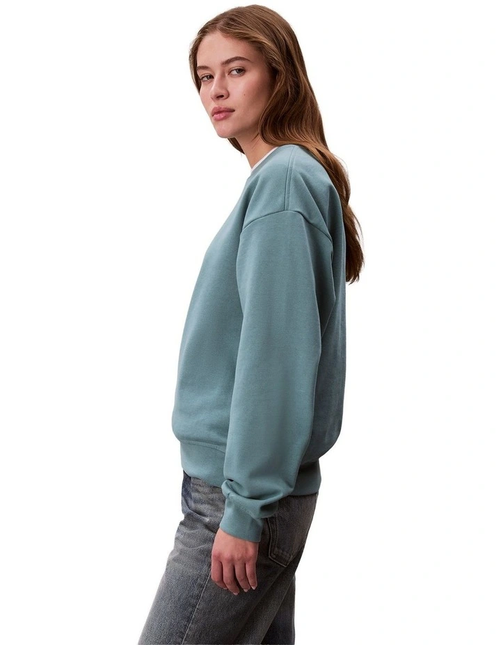 Monologo French Terry Relaxed Sweatshirt in Blue image 3