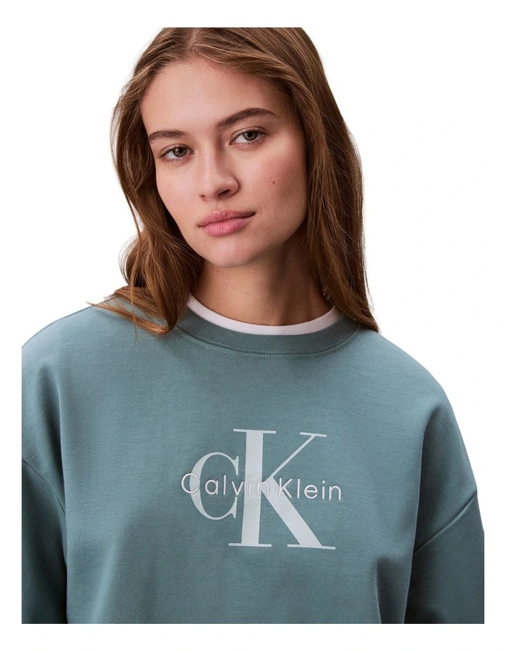 Monologo French Terry Relaxed Sweatshirt in Blue image 4