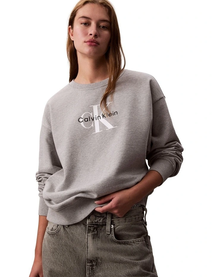 Monologo French Terry Relaxed Sweatshirt in Grey image 3
