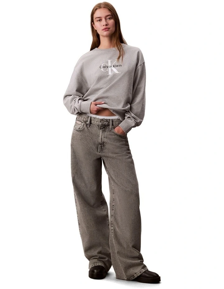 Monologo French Terry Relaxed Sweatshirt in Grey image 5