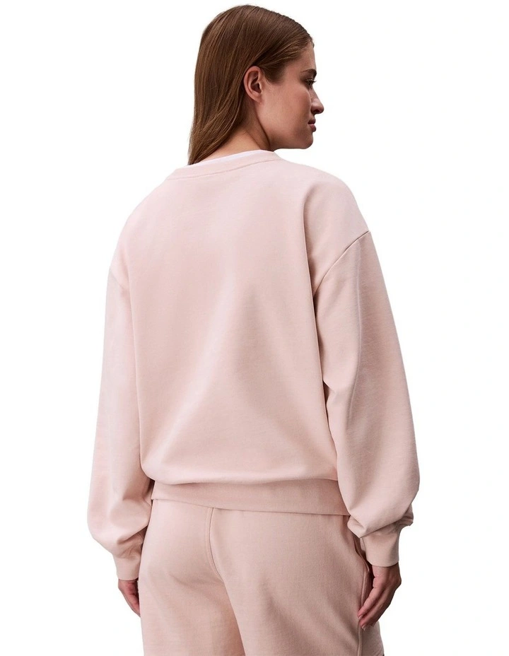 Monologo French Terry Relaxed Crewneck Sweater in Buff Beige image 2