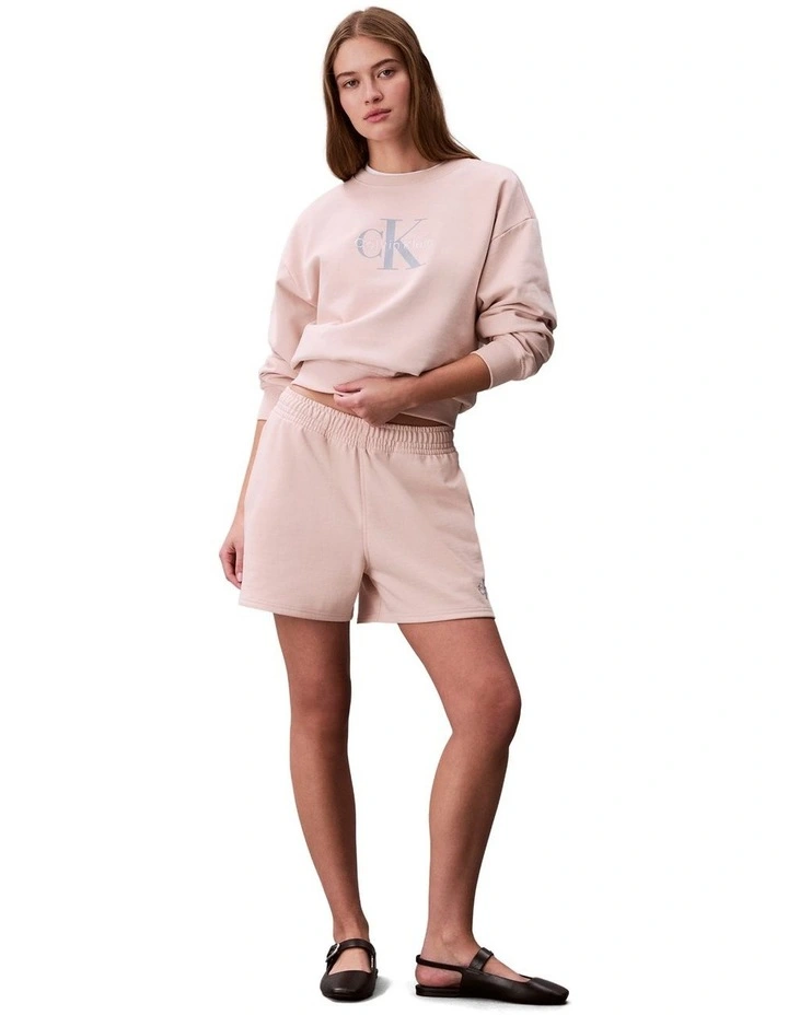 Monologo French Terry Relaxed Crewneck Sweater in Buff Beige image 5