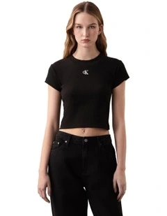 Ribbed Baby Tee in Black