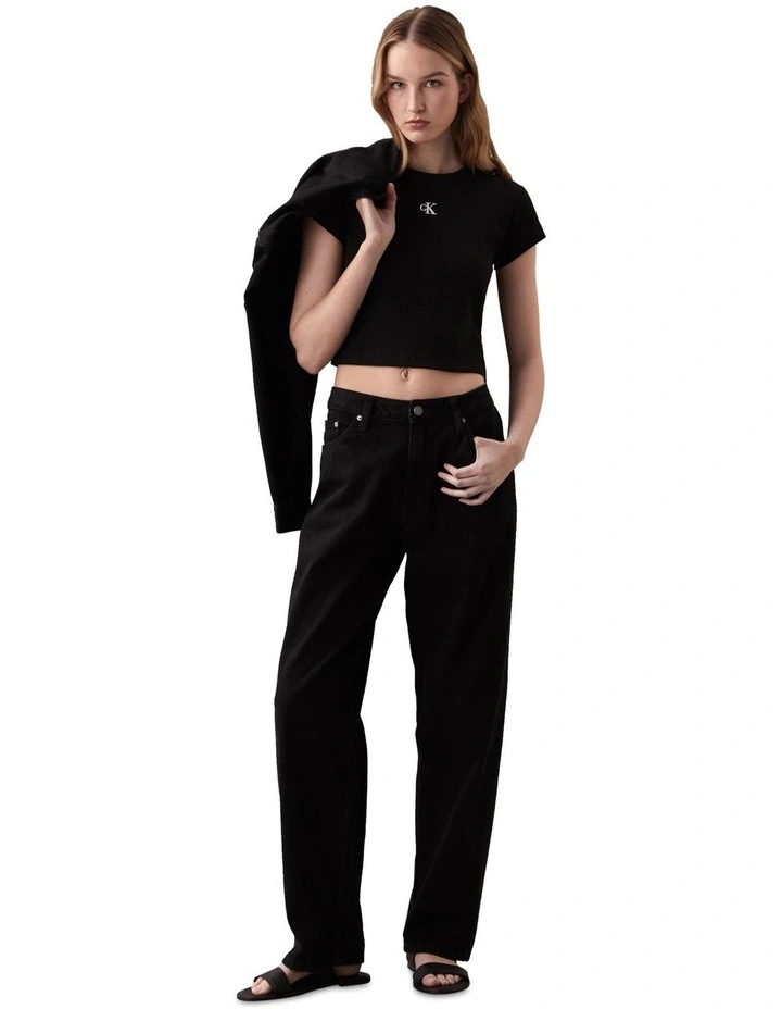 Ribbed Baby Tee in Black image 4