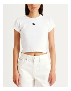 Ribbed Baby Tee in White