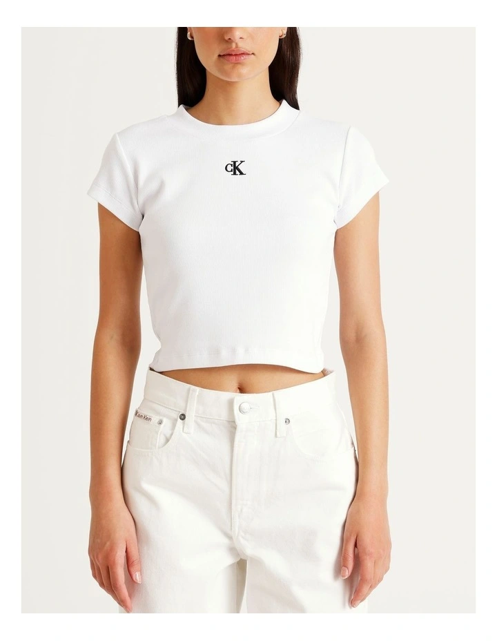 Ribbed Baby Tee in White image 1