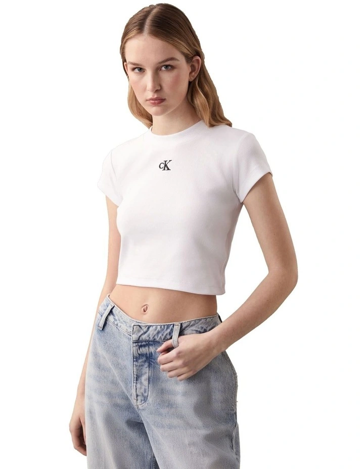 Ribbed Baby Tee in White image 1