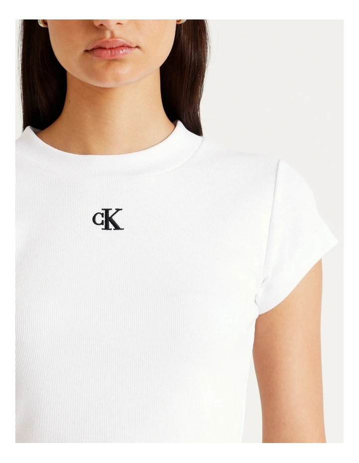 Ribbed Baby Tee in White image 2