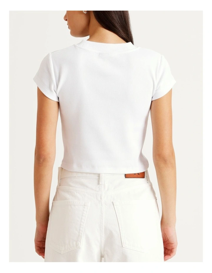 Ribbed Baby Tee in White image 3