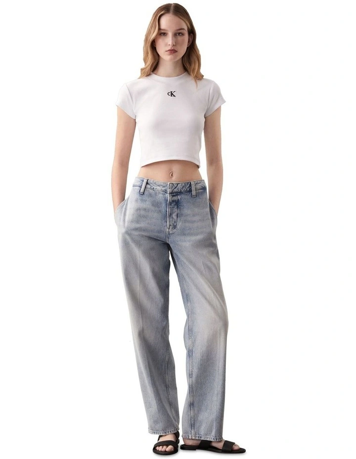 Ribbed Baby Tee in White image 4