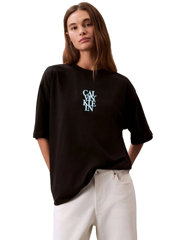 Oversized Bold Logo T-Shirt in Black image 1