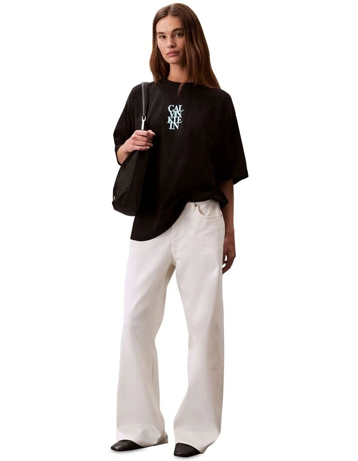 Oversized Bold Logo T-Shirt in Black image 4
