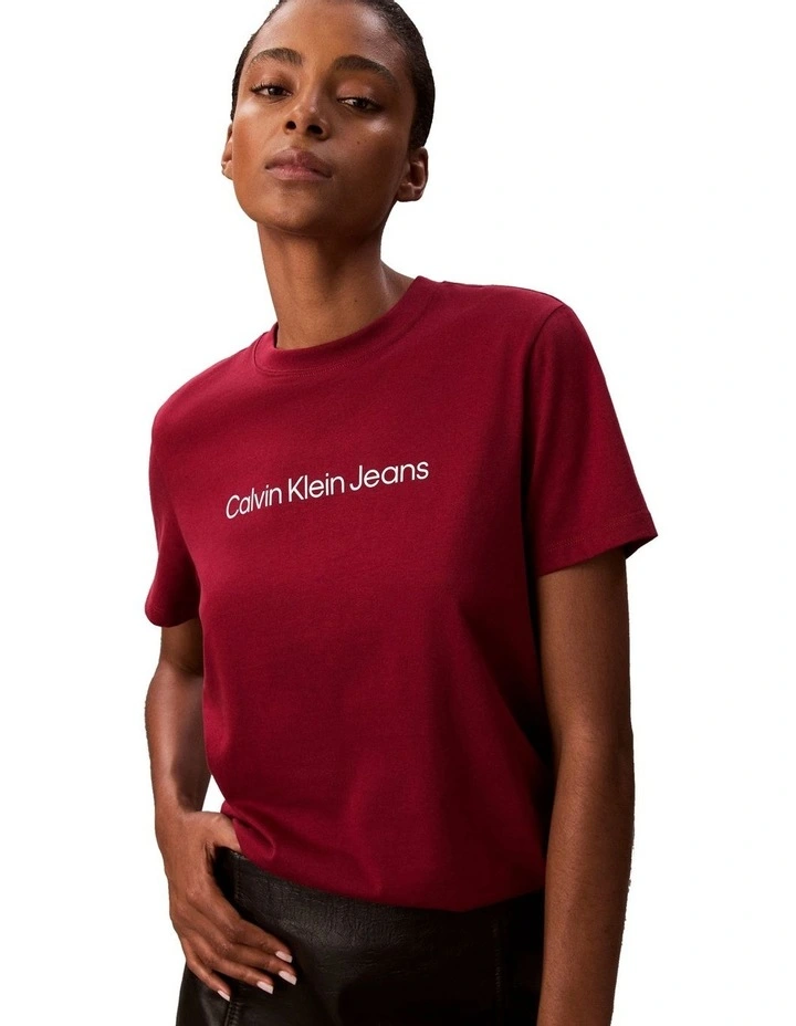 Institutional Logo Classic Tee in Magenta Jewel image 3