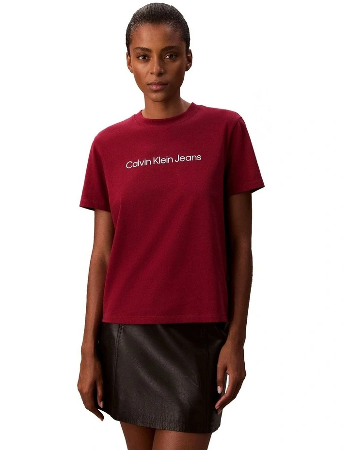 Institutional Logo Classic Tee in Magenta Jewel image 5