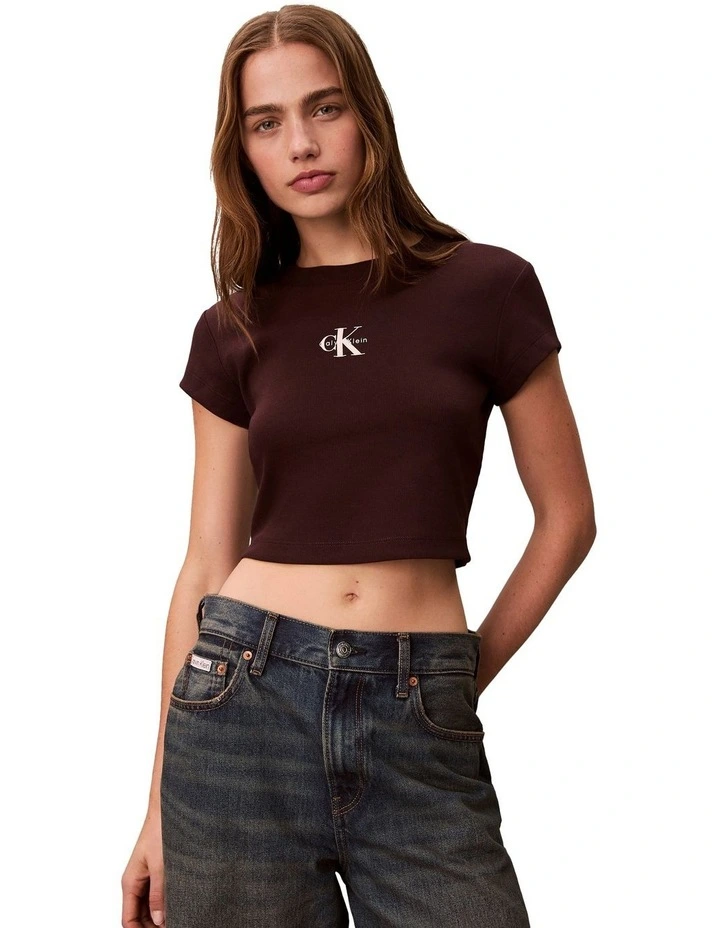 Monogram Logo Ribbed Baby Tee image 1