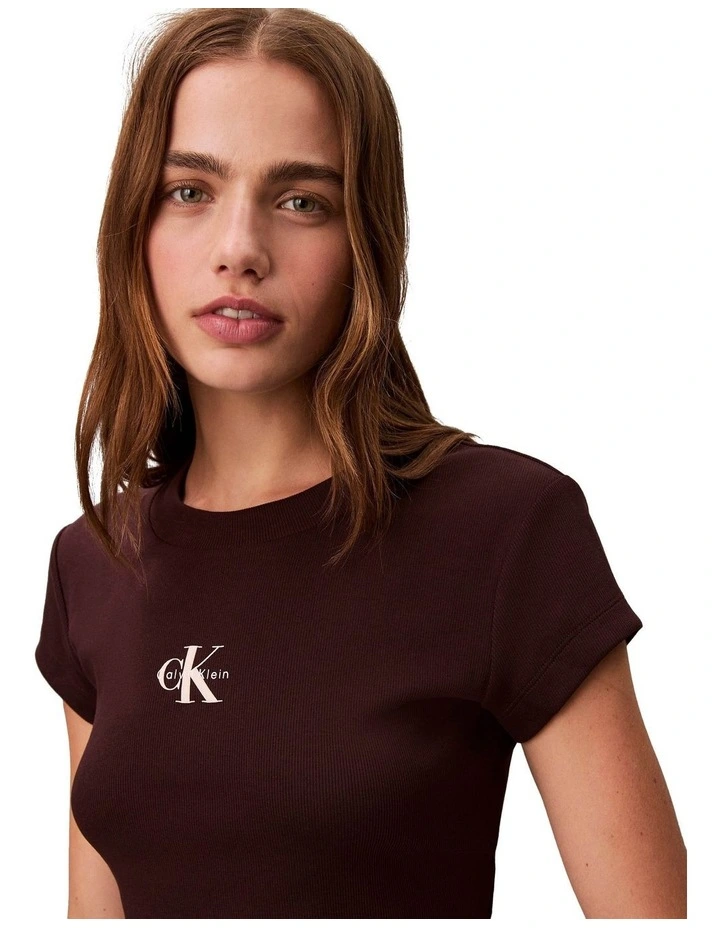 Monogram Logo Ribbed Baby Tee image 3