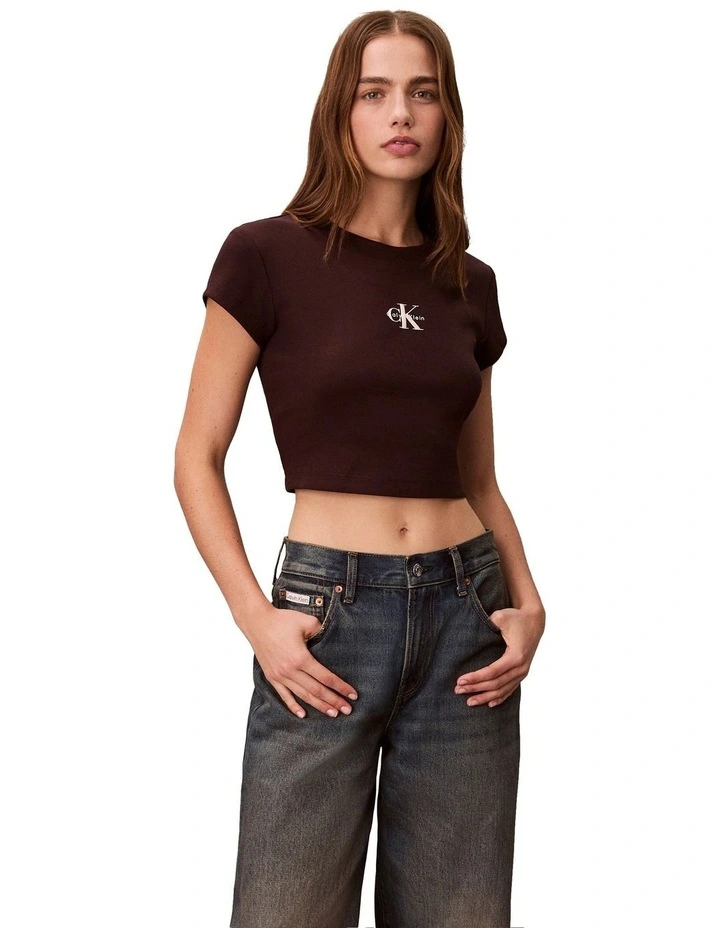 Monogram Logo Ribbed Baby Tee image 4