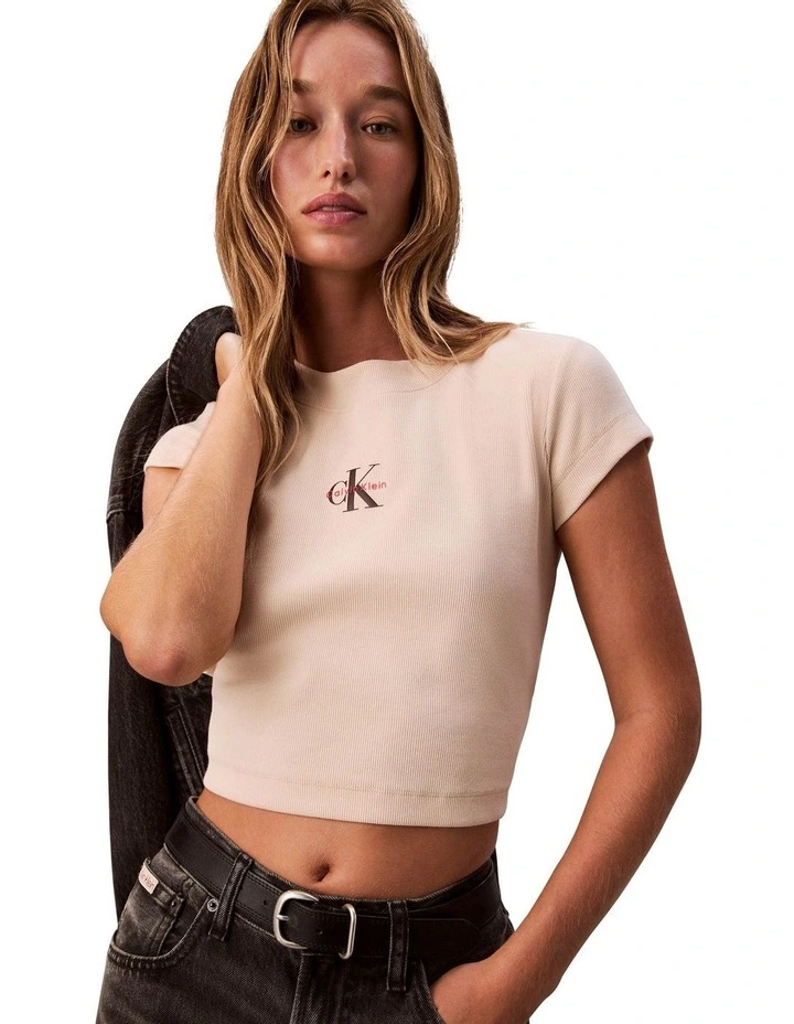 Monogram Baby Tee in Tuscan Beige image 4