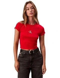 Monogram Logo Ribbed Baby Tee