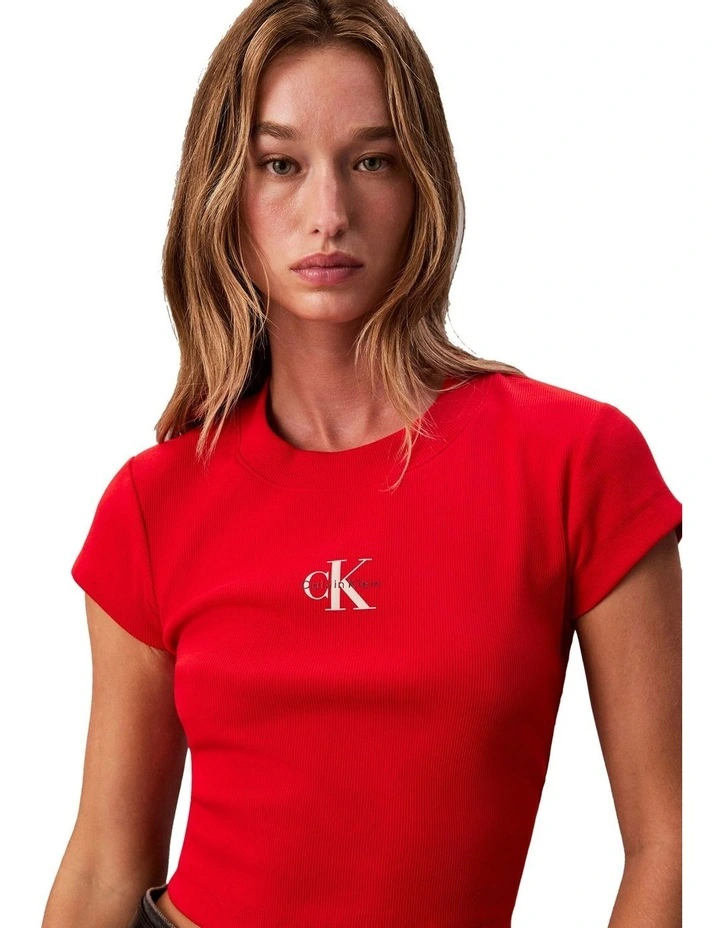 Monogram Logo Ribbed Baby Tee image 3