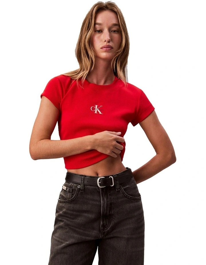 Monogram Logo Ribbed Baby Tee image 4